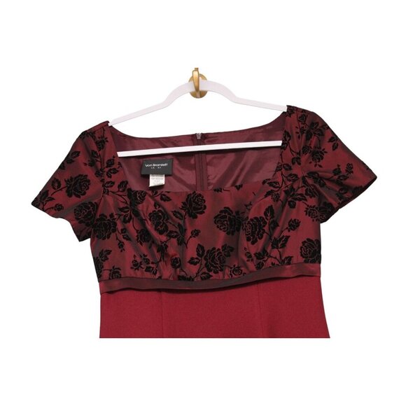 Vintage Empire Waist Gown 4 Petite Wedding Guest Formal Floral Velvet Whimsigoth - Picture 2 of 16